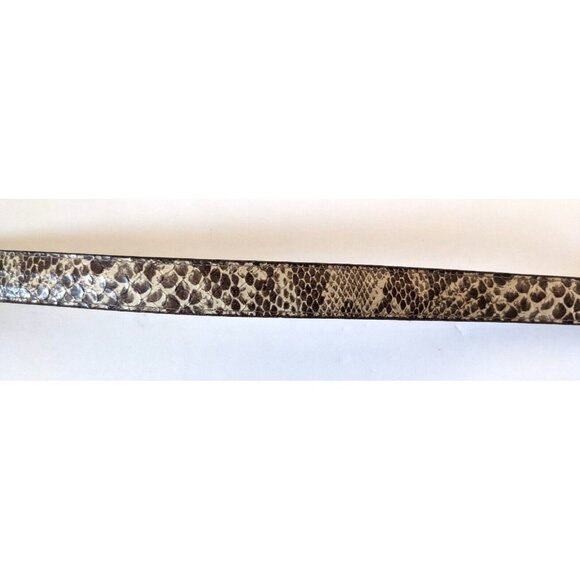 Eaton Women Skinny Belt Reptile Python Animal Print Brown Size L Made In Canada - Picture 6 of 8
